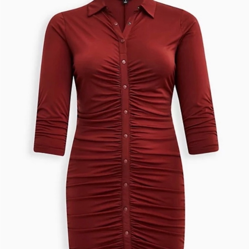 Torrid Rich Burgundy Ruched Dress